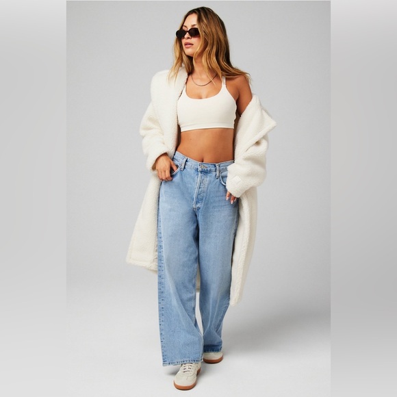 New - Teddy Long Coat in Bone - Picture 2 of 4